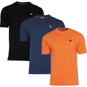 3-Pack Donnay T-shirt (599008) - Sportshirt - Heren - Black/Navy/Apricot Orange (554) - maat S