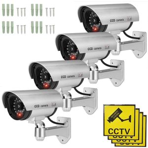 TronicXL 4 stuks Dummy Bewakingscamera CCD - professionele camera nep buiten (CCD zilver) outdoor – beveiligingscamera