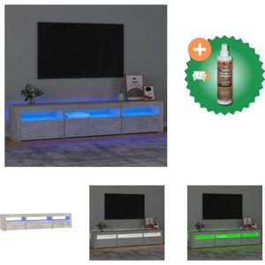 vidaXL Tv-meubel met LED-verlichting 195x35x40 cm betongrijs - Kast - Inclusief Houtreiniger en verfrisser