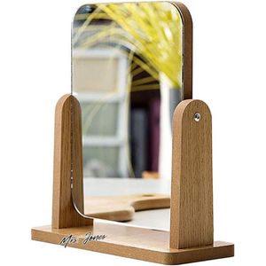 Mrs. Jones Premium Collection Cosmetische spiegel - Hout - Zilver - Klein - Countertop - 21x15 cm