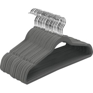 Goodivery ® kleerhangers fluweel - antislip kleerhangers antislip kostuumhanger - fluwelen hanger 360° zilver rotatie (30 stuks - kleerhangers grijs)