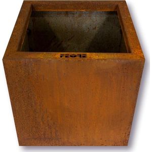 FeOre Cubo 40x40x40 - cortenstaal (metaal) bloembak / plantenbak / bloempot - vierkant