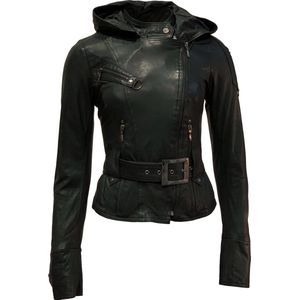 Leren jas dames kort met riem-Tarifa - 44/2XL