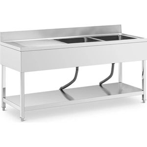 Royal Catering Rinse Table - 2 BELVIS - roestvrij staal - 180 x 60 x 97 cm - Royal Catering