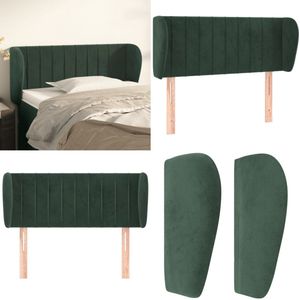 vidaXL Hoofdbord met randen 93x23x78/88 cm fluweel donkergroen - Hoofdbord - Hoofdborden - Hoofdeinde - Houten Hoofdbord