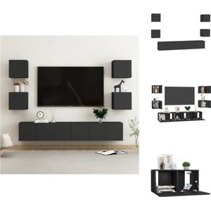vidaXL Televisiemeubel TV-meubels - 60 x 30 x 30 cm en 30.5 x 30 x 30 cm - Zwart spaanplaat - Kast