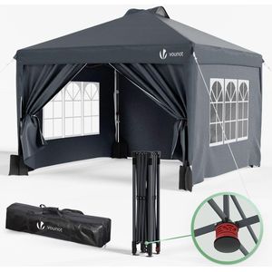 Pop-up Tuinpaviljoen 3x3 m - Opvouwbaar en Waterdicht met UV-bescherming en Afneembare Wanden