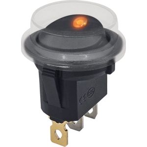 ProRide Wipschakelaar ON-OFF KCD2-12 - met Beschermkapje - 3 pins - Rond - 12V/20A - LED indicator Oranje