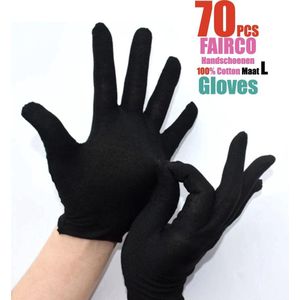 70 Stuks katoenen Handschoen Maat L Zwart - 70Pcs Black Gloves 35 Pairs Soft Cotton Gloves Coin Jewelry Silver Inspection Gloves Stretchable Lining Glove - Gloves 100% Cotton Maat L -- FAIRCO®