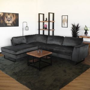 Hoekbank design Puckerto 290cm bank velvet antraciet hoek loungebank links bankstel