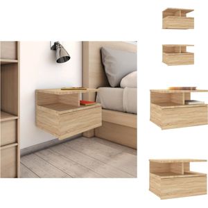 vidaXL Zwevend Nachtkastje - Zwevende Nachtkastjes - Wandgemonteerd Nachtkastje - Wandgemonteerd Nachtkastjes - Nachtkastjes 2 st 40x31x27 cm bewerkt hout sonoma eikenkleurig