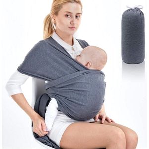 SaponinTree Draagdoek voor baby's, hoogwaardige babybuikdrager, elastische draagdoek voor pasgeborenen en peuters tot 15 kg, 100% zacht biologisch katoen voor mannen en vrouwen (donkergrijs)