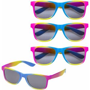 4x stuks regenboog retro thema fun party verkleed bril/zonnebril volwassenen - Pride feestartikelen