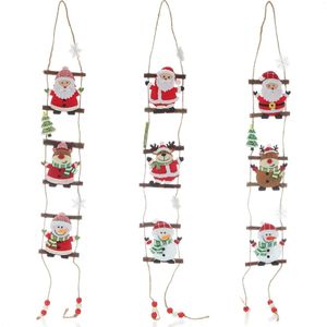 3 x hangdecoratie voor Kerstmis, hangfiguren van vilt, sneeuwpop, kerstman en rendier om op te hangen aan muur en raam (3 stuks - hangdecoratie)