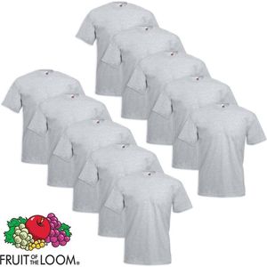 Fruit of the Loom 10 Grote maat Value Weight T-shirt grijs 3XL