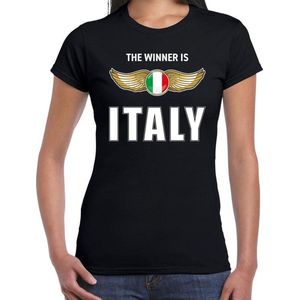 The winner is Italy / Italie t-shirt zwart voor dames - landen supporter shirt / kleding - Songfestival / EK / WK XS