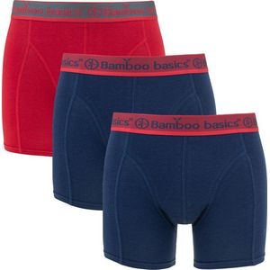 Comfortabel & Zijdezacht Bamboo Basics Rico - Bamboe Boxershorts Heren (Multipack 3 stuks) - Onderbroek - Ondergoed - Rood & Navy - S