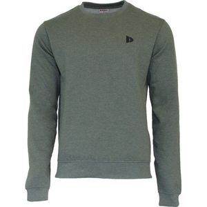 Donnay Fleece sweater met ronde hals Ian - Junior - Deep army green marl (032) - maat 140