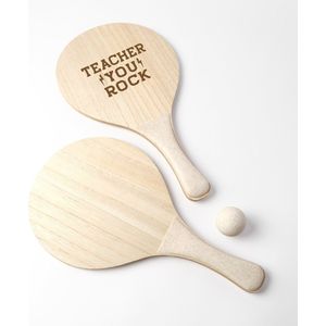 Tafeltennis - Pingpong set - Tafeltennis set - Tafeltennisbatjes - Cadeau juf - Cadeau meester - Bedankt cadeautje - Teacher you rock!