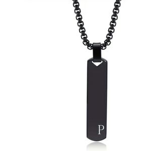 Livano Ketting - Heren - Staal - Nep zilver - Met Hanger - Zwart - P
