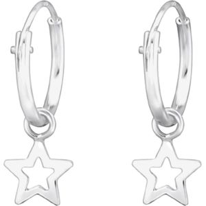 Joy|S - Zilveren ster bedel oorbellen - oorringen