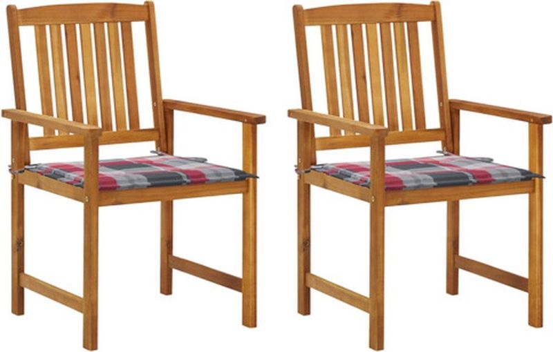 vidaXL - Tuinstoelen - 2 - st - met - kussens - massief - acaciahout