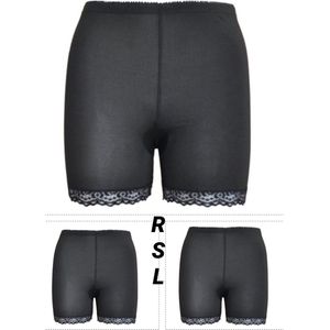 Dames boxershorts - fietsbroekje 3 pack lange pijp met kant L 38-40 zwart