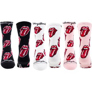 Rolling Stones Women's Assorted Crew Socks 3 Pack (One Size - EU 40-46)