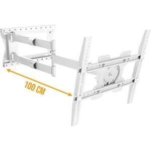 Nanook TV-beugel met extra lange arm tot 100 cm - Draaibaar/Kantelbaar - 42-75 inch - Max. 60 kg - VESA 100x100 t/m 600x400 - Wit