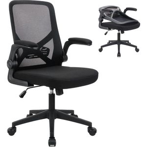 Ergonomische bureaustoel, draaibare stoel met verstelbare lendensteun, hoofdsteun en armleuning, hoogteverstelling en rockerfunctie, rugvriendelijke bureaustoel (zwart)