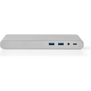 Nedis USB Docking Station - USB 3.2 Gen 1 - USB-C Male - DisplayPort Female / HDMI Female / RJ45 Female / VGA Female 15p / 2x 3,5 mm Female / 2x USB-C / 4x USB-A - 0.20 m - Rond - Vernikkeld