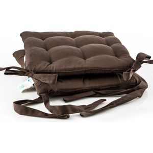 etérea Basic Zitkussen Stoelkussen - Seat Cushion 2 Stuk - 40x40 cm - Bruin