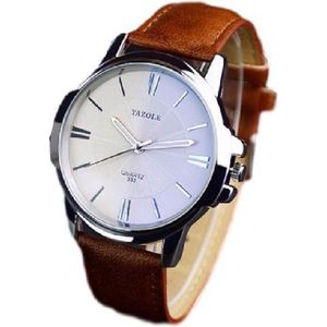 Yazole - heren horloge - business casual - bruin beige - 40 mm - I-deLuxe verpakking