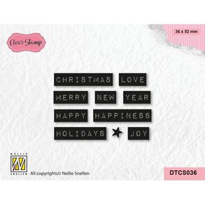 DTCS036 Nellie Snellen clearstamp tekst xmas - typewriting - teksten kerst - Merry Christmas love