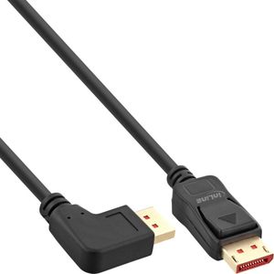 Premium DisplayPort kabel - 90° haaks naar links - versie 1.4 (5K/8K 60Hz) / zwart - 1 meter