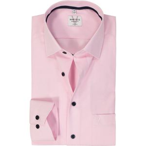 MARVELIS modern fit overhemd - popeline - roze geruit - Strijkvrij - Boordmaat: 46