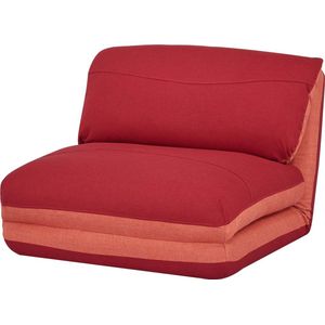 Fauteuilbed MCW-E68, slaapbank functionele fauteuil inklapbare fauteuil, stof/textiel ~ oranje/donkerrood