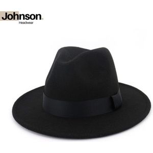 Johnson Headwear® Fedora hoed heren & dames - Panama - Zonnehoed - Strohoed - Strandhoed - Maat: 58cm verstelbaar - Kleur: Zwart