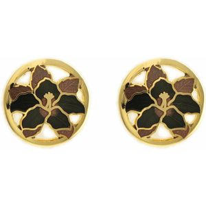 Behave Dames oorbel steker bloem emaille goud-kleur