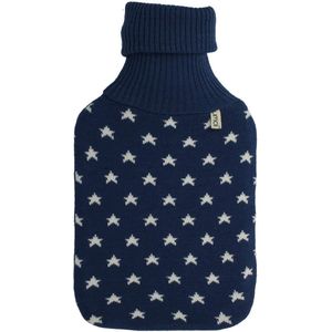 Premium Kruik 2 liter met fijn gebreide hoes in stervormig bedflesje met hoesje, vervaardigd volgens BS 1970:2012 (Blauw)