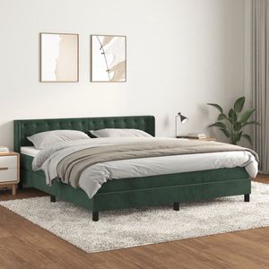 vidaXL Boxspring - Fluweel - Donkergroen - 180x200 cm Boxspringbed - Boxspring - Tweepersoonsbed - Donkere Kleuren - Velvet - Luxe Bed - Stapelbare Bedden - Groot Bed - Ruime Bed