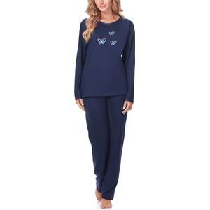 Merry Style Dames Pyjama - Lange mouwen - Lange broek - Katoen - MS-DR-Malwa-PJ - Donkerblauw (Lange mouwen) - S