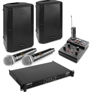 Vonyx karaoke set voor volwassenen - Complete karaokeset - Met 2x krachtige speakers en draadloze microfoons - Bluetooth