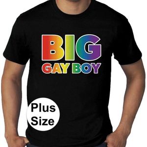 Gay pride big gay boy grote maten t-shirt - zwart plus size homo/regenboog shirt voor heren - gay pride XXXXL