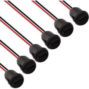 6 stuks USB-C aansluiting 2-draads inbouw 2-polige USB inbouwbus voor paneelmontage met klikgroefgesp 3A snellaadtype C-aansluiting