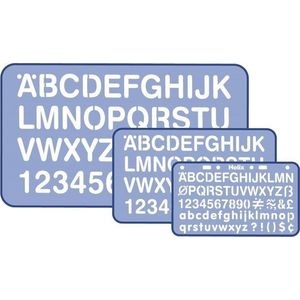 Lettersjablonen - Sjabloon met letters - Alfabet - ABC - Cijfers - H90 - Helix - H:10mm, 20mm, 30mm - 3 stuks