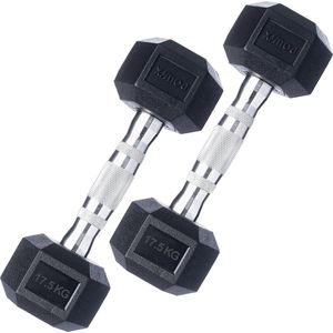 POWRX Gietijzeren Dumbbell Set van 2 | 20kg, 30kg, 35kg, 50kg varianten | Gekartelde stangen met stersloten | Voor kracht- en duurtraining (2 x 10 kg)