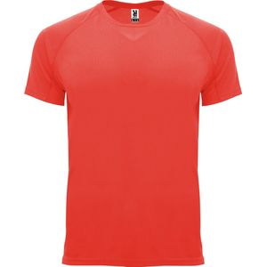 Fluorescent Koraalroze kinder unisex sportshirt korte mouwen Bahrain merk Roly 16 jaar 164-176