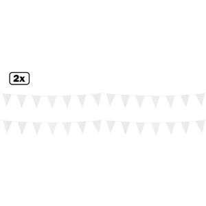 2x Vlaggenlijn wit 10 meter - vlaglijn festival feest party verjaardag thema feest huwelijk