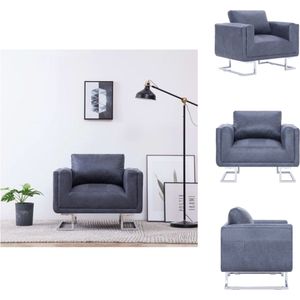 vidaXL Kubus Fauteuil - Grijs - 84 x 62 x 73 cm - Kunstsuède - Fauteuil